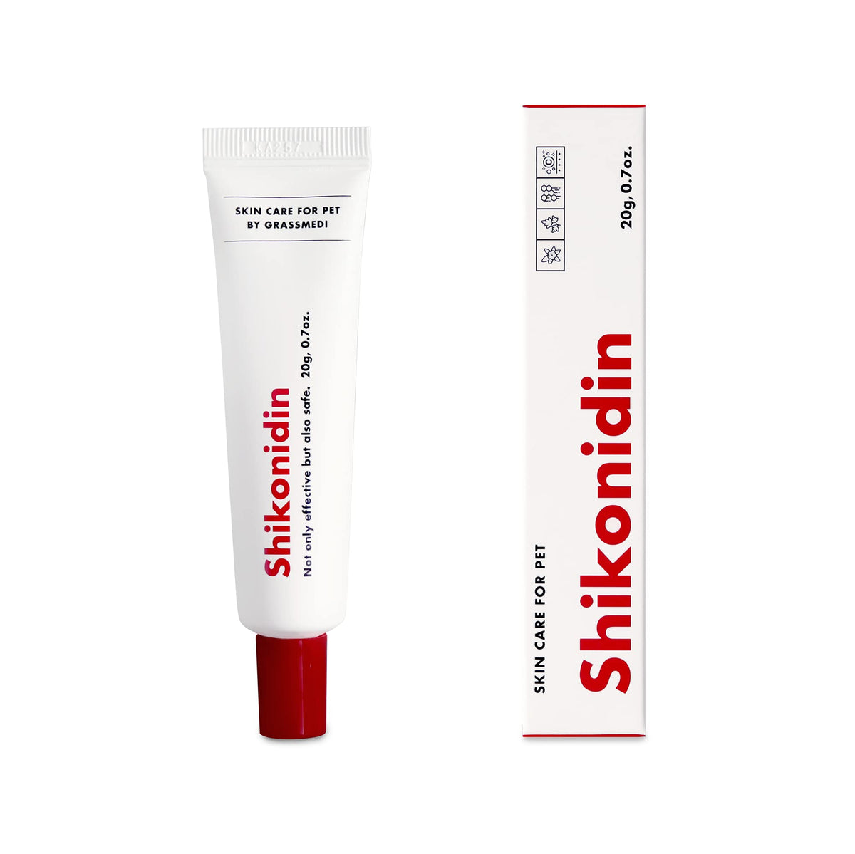 dog paw moisturizer cream in a tube with a red cap for pet skin care by Grassmedi