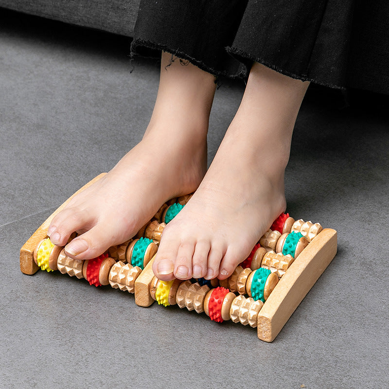 Wooden Large Roller Foot Massage Tool with Engraving