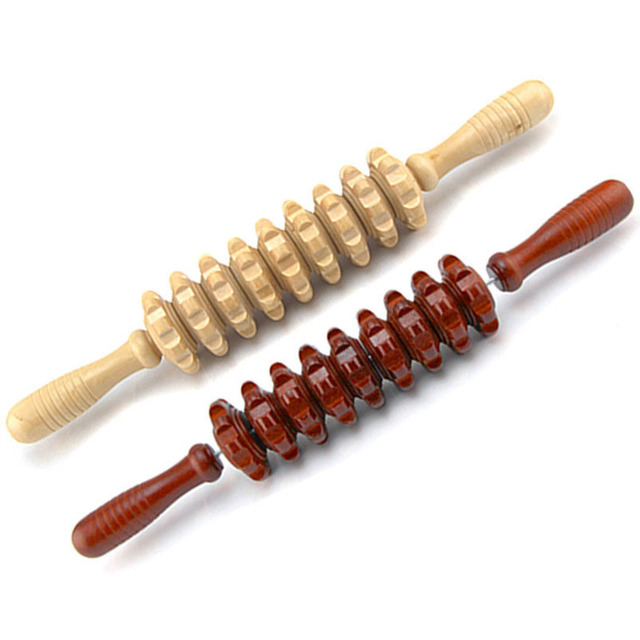 Wooden Back Massager with 9 Rollers for Full Body